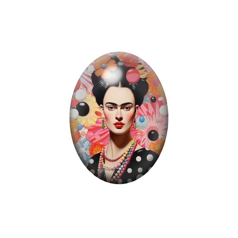 Cabochon en Verre Illustré Frida Khalo 13x18, 18x25 ou 30x40mm