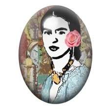 Cabochon en Verre Illustré Frida Khalo 13x18, 18x25 ou 30x40mm pour la création de bijoux fantaisie - DIY