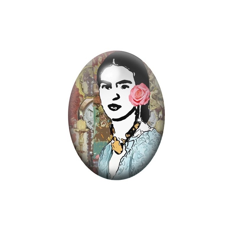 Cabochon en Verre Illustré Frida Khalo 13x18, 18x25 ou 30x40mm