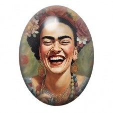 Cabochon en Verre Illustré Frida Khalo 13x18, 18x25 ou 30x40mm pour la création de bijoux fantaisie - DIY