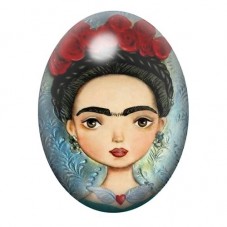 Cabochon en Verre Illustré Frida Khalo 13x18, 18x25 ou 30x40mm pour la création de bijoux fantaisie - DIY