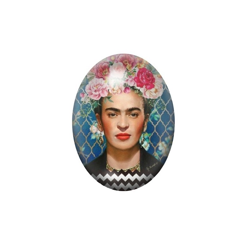 Cabochon en Verre Illustré Frida Khalo 13x18, 18x25 ou 30x40mm
