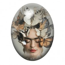 Cabochon en Verre Illustré Frida Khalo 13x18, 18x25 ou 30x40mm pour la création de bijoux fantaisie - DIY