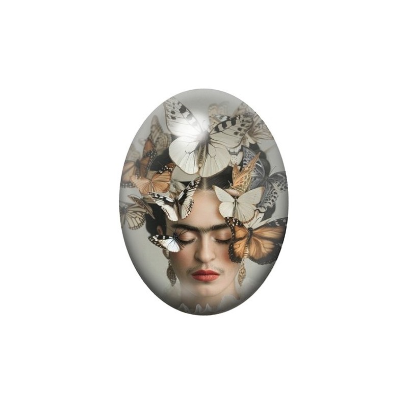 Cabochon en Verre Illustré Frida Khalo 13x18, 18x25 ou 30x40mm