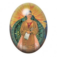 Cabochon en Verre Illustré Frida Kahlo en Robe Traditionnelle au Soleil 13x18, 18x25 ou 30x40mm pour la création de bijoux fanta