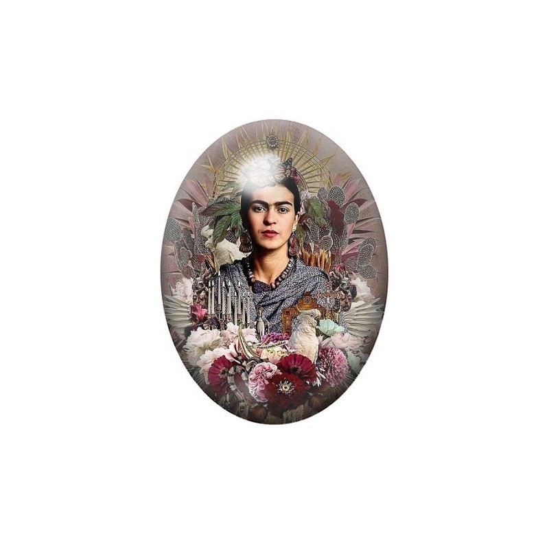 Cabochon en Verre Illustré Frida Khalo 13x18, 18x25 ou 30x40mm