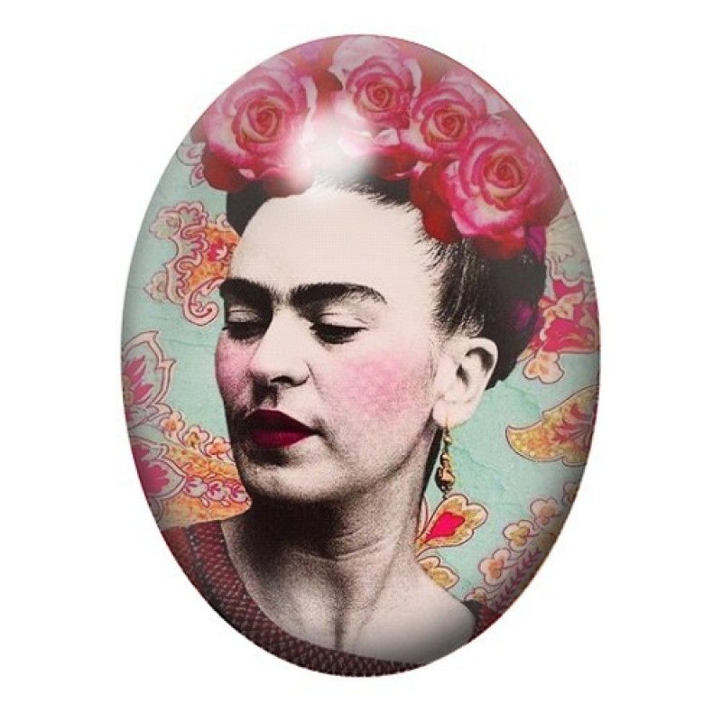 Cabochon en Verre Illustré Frida Khalo 13x18, 18x25 ou 30x40mm