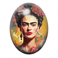 Cabochon en Verre Illustré Frida Khalo 13x18, 18x25 ou 30x40mm pour la création de bijoux fantaisie - DIY