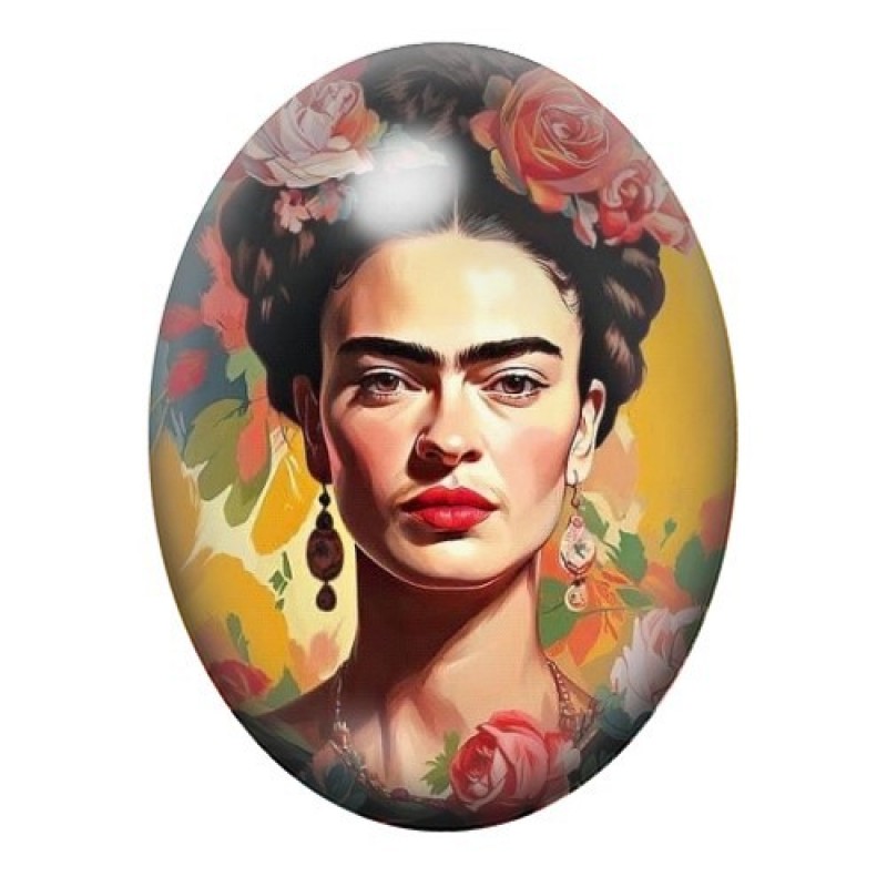 Cabochon en Verre Illustré Frida Khalo 13x18, 18x25 ou 30x40mm
