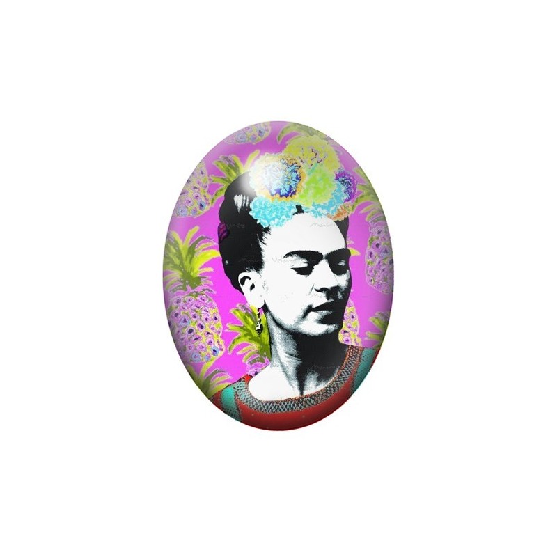 Cabochon en Verre Illustré Frida Khalo 13x18, 18x25 ou 30x40mm
