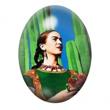 Cabochon en Verre Illustré Frida Khalo 13x18, 18x25 ou 30x40mm pour la création de bijoux fantaisie - DIY