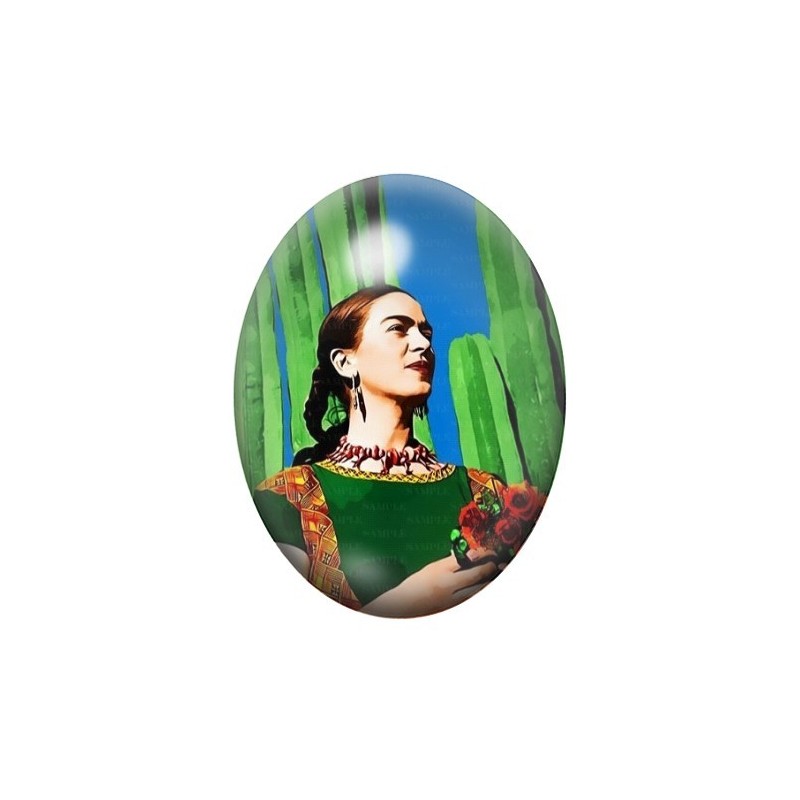 Cabochon en Verre Illustré Frida Khalo 13x18, 18x25 ou 30x40mm