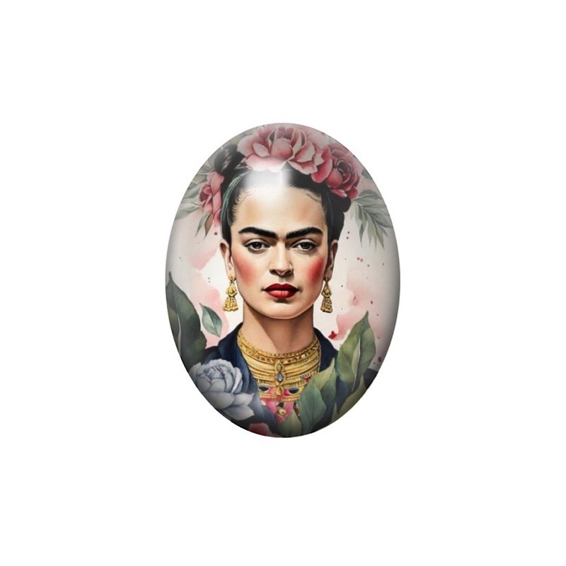 Cabochon en Verre Illustré Frida Khalo 13x18, 18x25 ou 30x40mm
