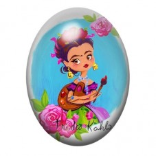 Cabochon en Verre Illustré Frida Khalo 13x18, 18x25 ou 30x40mm pour la création de bijoux fantaisie - DIY