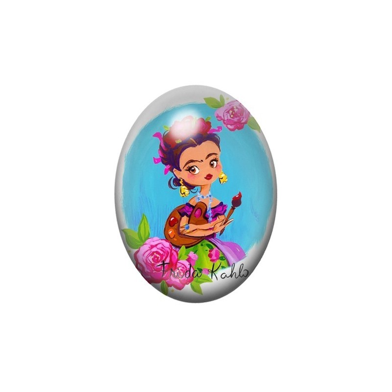Cabochon en Verre Illustré Frida Khalo 13x18, 18x25 ou 30x40mm