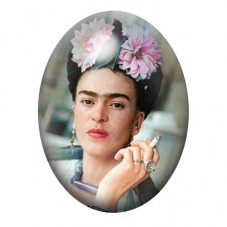 Cabochon en Verre Illustré Frida Kahlo la Main près du Visage 13x18, 18x25 ou 30x40mm pour la création de bijoux fantaisie - DIY