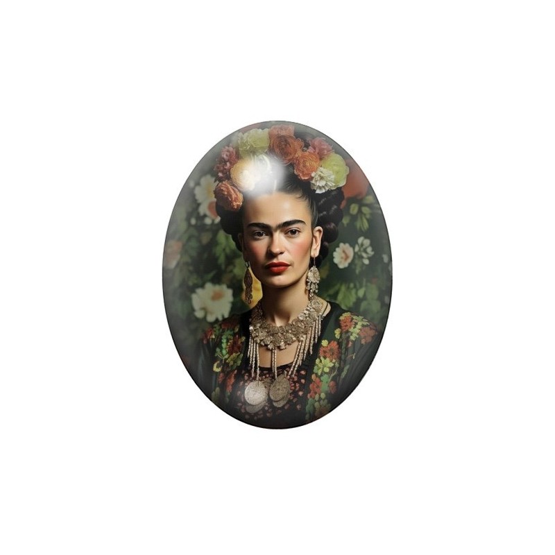 Cabochon en Verre Illustré Frida Khalo 13x18, 18x25 ou 30x40mm