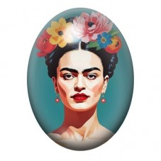 Cabochon en Verre Illustré Frida Khalo 13x18, 18x25 ou 30x40mm pour la création de bijoux fantaisie - DIY