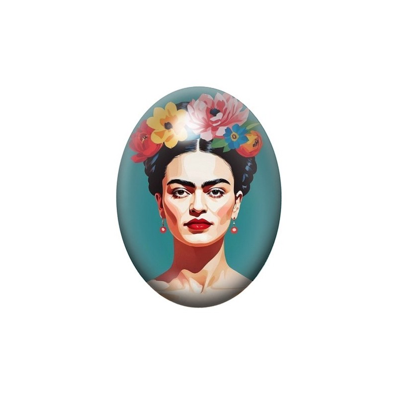 Cabochon en Verre Illustré Frida Khalo 13x18, 18x25 ou 30x40mm