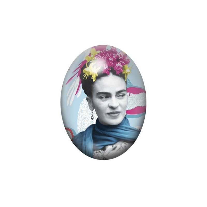 Cabochon en Verre Illustré Frida Khalo 13x18, 18x25 ou 30x40mm