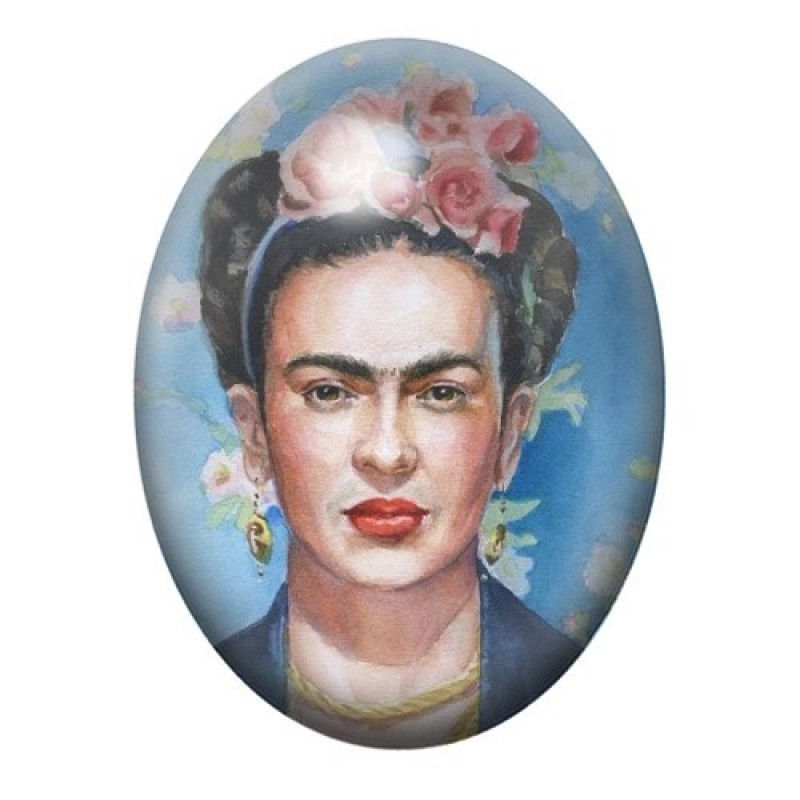 Cabochon en Verre Illustré Frida Khalo 13x18, 18x25 ou 30x40mm