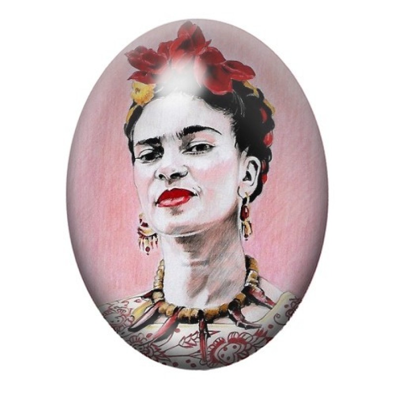 Cabochon en Verre Illustré Frida Khalo 13x18, 18x25 ou 30x40mm