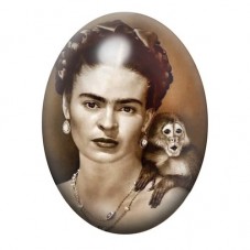 Cabochon en Verre Illustré Frida Khalo 13x18, 18x25 ou 30x40mm pour la création de bijoux fantaisie - DIY