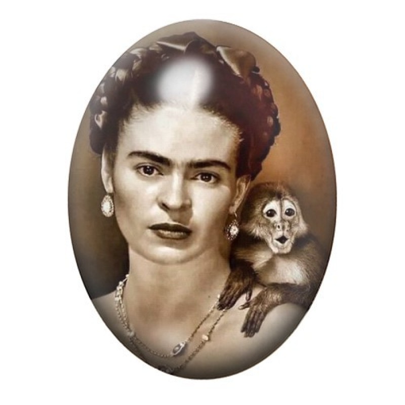 Cabochon en Verre Illustré Frida Khalo 13x18, 18x25 ou 30x40mm