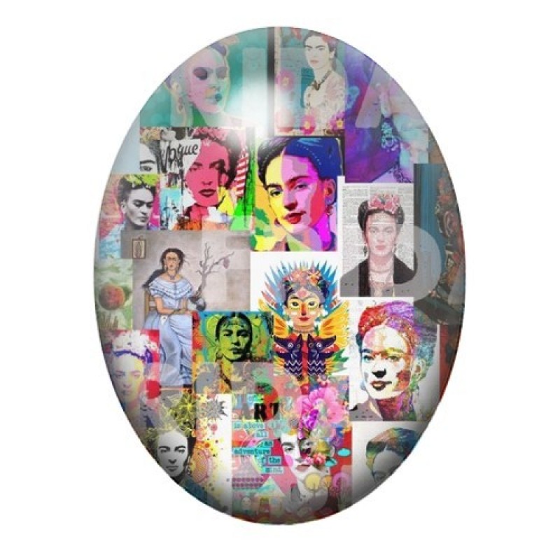 Cabochon en Verre Illustré Frida Khalo 13x18, 18x25 ou 30x40mm