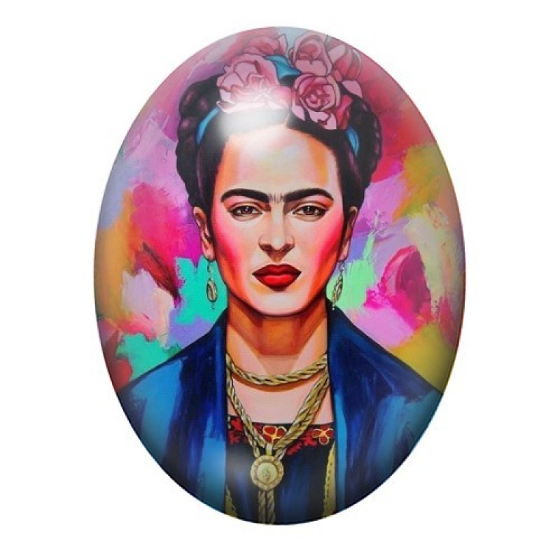 Cabochon en Verre Illustré Frida Khalo 13x18, 18x25 ou 30x40mm