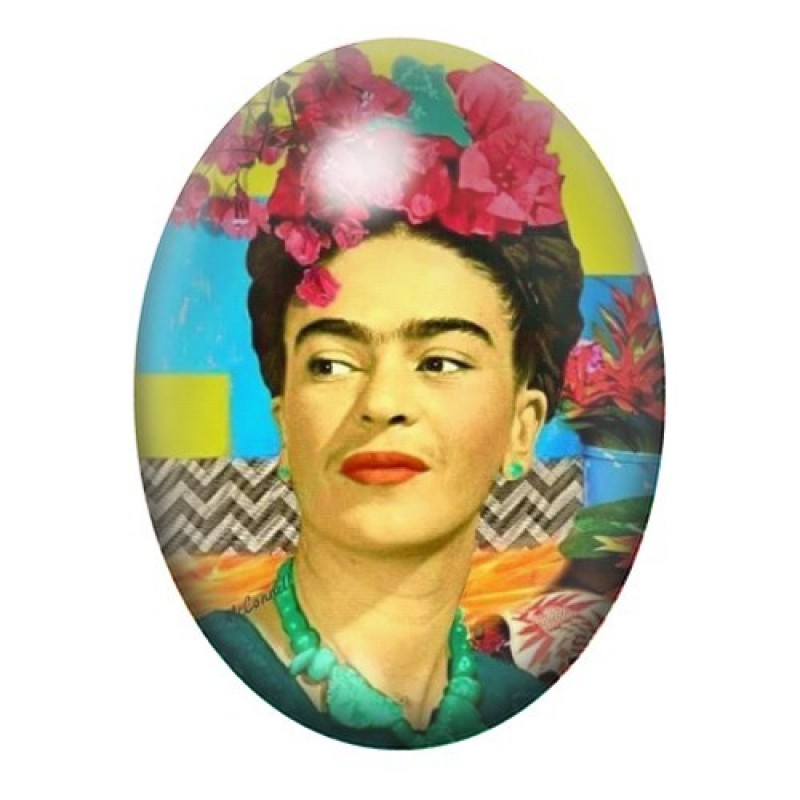 Cabochon en Verre Illustré Frida Khalo 13x18, 18x25 ou 30x40mm