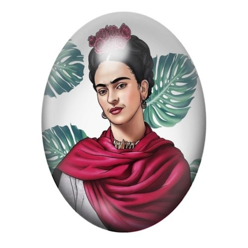 Cabochon en Verre Illustré Frida Khalo 13x18, 18x25 ou 30x40mm
