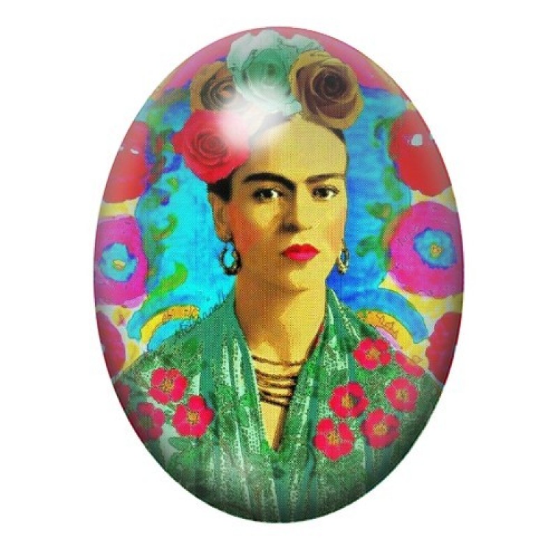 Cabochon en Verre Illustré Frida Khalo 13x18, 18x25 ou 30x40mm