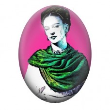Cabochon en Verre Illustré Frida Khalo 13x18, 18x25 ou 30x40mm pour la création de bijoux fantaisie - DIY