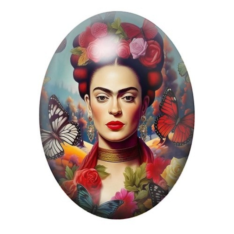 Cabochon en Verre Illustré Frida Khalo 13x18, 18x25 ou 30x40mm