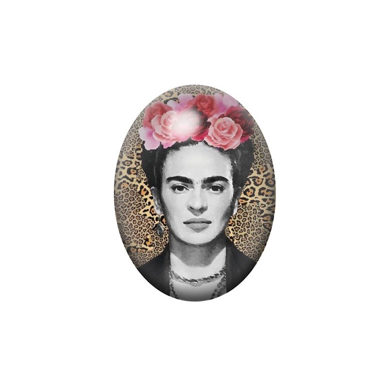 Cabochon en Verre Illustré Frida Khalo 13x18, 18x25 ou 30x40mm