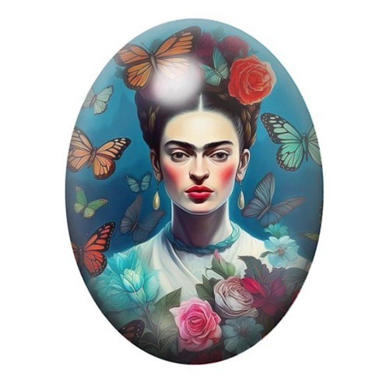 Cabochon en Verre Illustré Frida Khalo 13x18, 18x25 ou 30x40mm