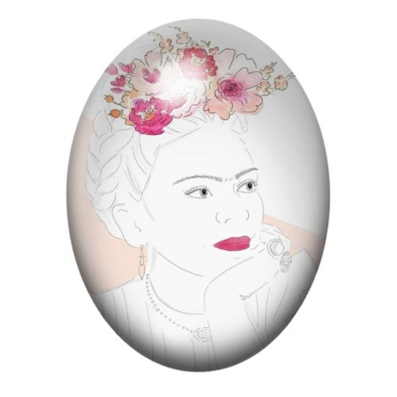 Cabochon en Verre Illustré Frida Khalo 13x18, 18x25 ou 30x40mm