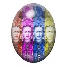 Cabochon en Verre Illustré Frida Kahlo en Quatre Couleurs 13x18, 18x25 ou 30x40mm pour la création de bijoux fantaisie - DIY