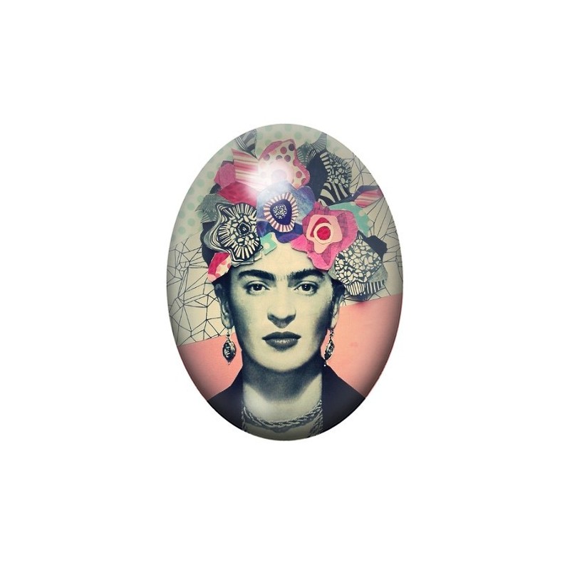 Cabochon en Verre Illustré Frida Khalo 13x18, 18x25 ou 30x40mm