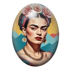 Cabochon en Verre Illustré Frida Khalo 13x18, 18x25 ou 30x40mm pour la création de bijoux fantaisie - DIY