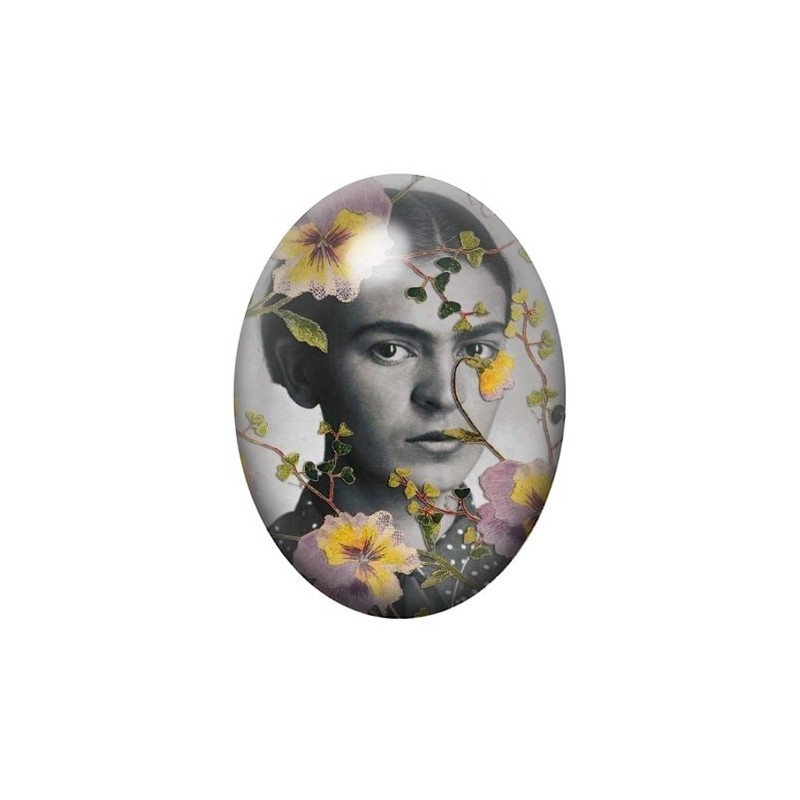 Cabochon en Verre Illustré Frida Khalo 13x18, 18x25 ou 30x40mm