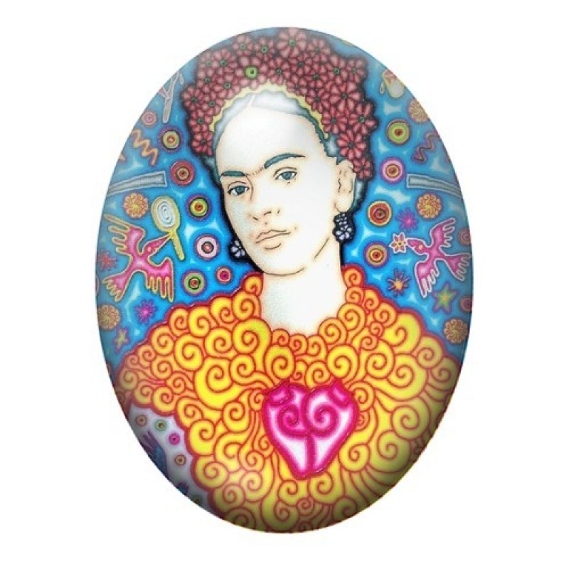 Cabochon en Verre Illustré Frida Khalo 13x18, 18x25 ou 30x40mm