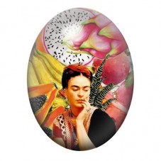 Cabochon en Verre Illustré Frida Kahlo au Collage Exotique 13x18, 18x25 ou 30x40mm pour la création de bijoux fantaisie - DIY