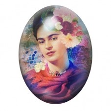 Cabochon en Verre Illustré Frida Khalo 13x18, 18x25 ou 30x40mm pour la création de bijoux fantaisie - DIY