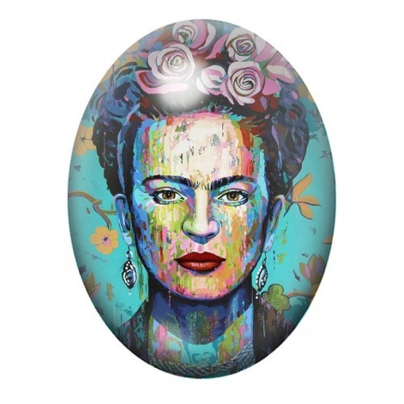 Cabochon en Verre Illustré Frida Khalo 13x18, 18x25 ou 30x40mm