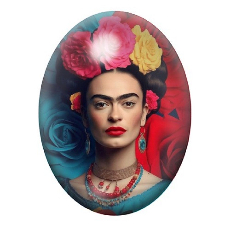 Cabochon en Verre Illustré Frida Khalo 13x18, 18x25 ou 30x40mm
