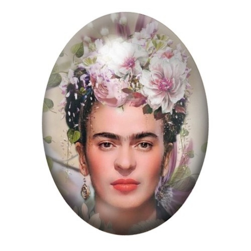 Cabochon en Verre Illustré Frida Khalo 13x18, 18x25 ou 30x40mm