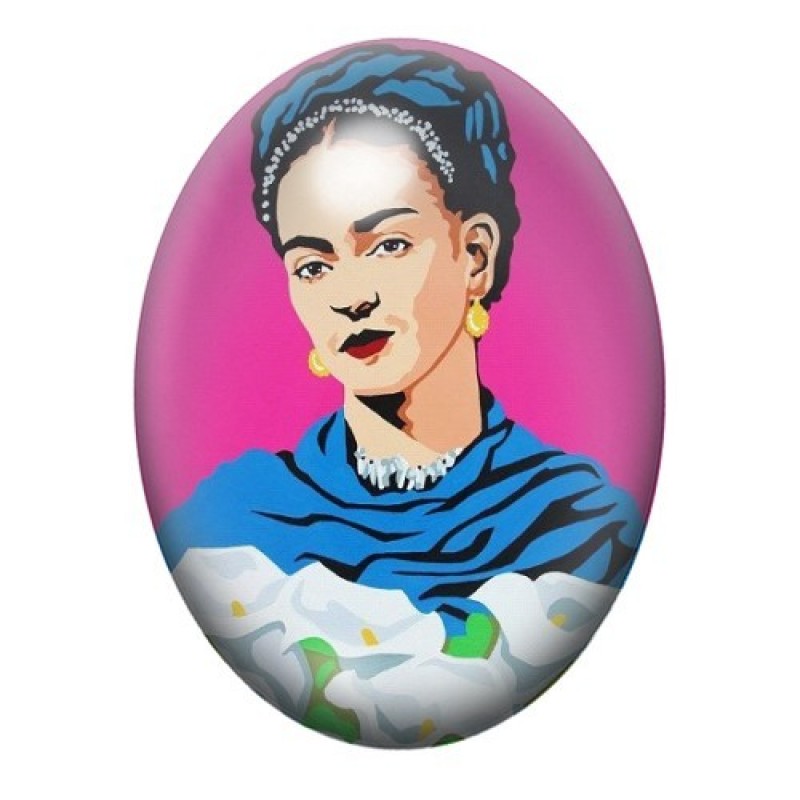 Cabochon en Verre Illustré Frida Khalo 13x18, 18x25 ou 30x40mm