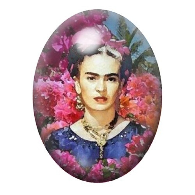 Cabochon en Verre Illustré Frida Khalo 13x18, 18x25 ou 30x40mm